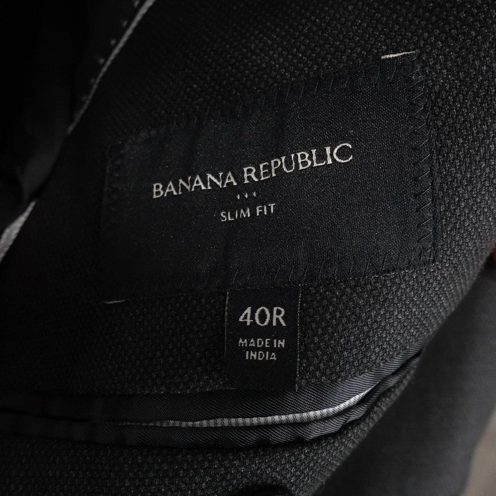 Banana Republic Suit Jacket Mens 40R Gray Slim Fit Stretch 2 Button Notch Lapel